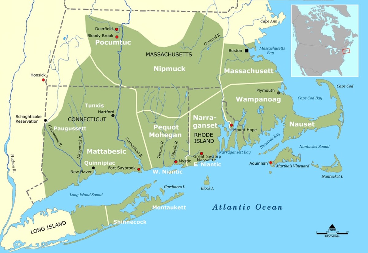Map of Wampanoag territory in the Massachusetts area. 