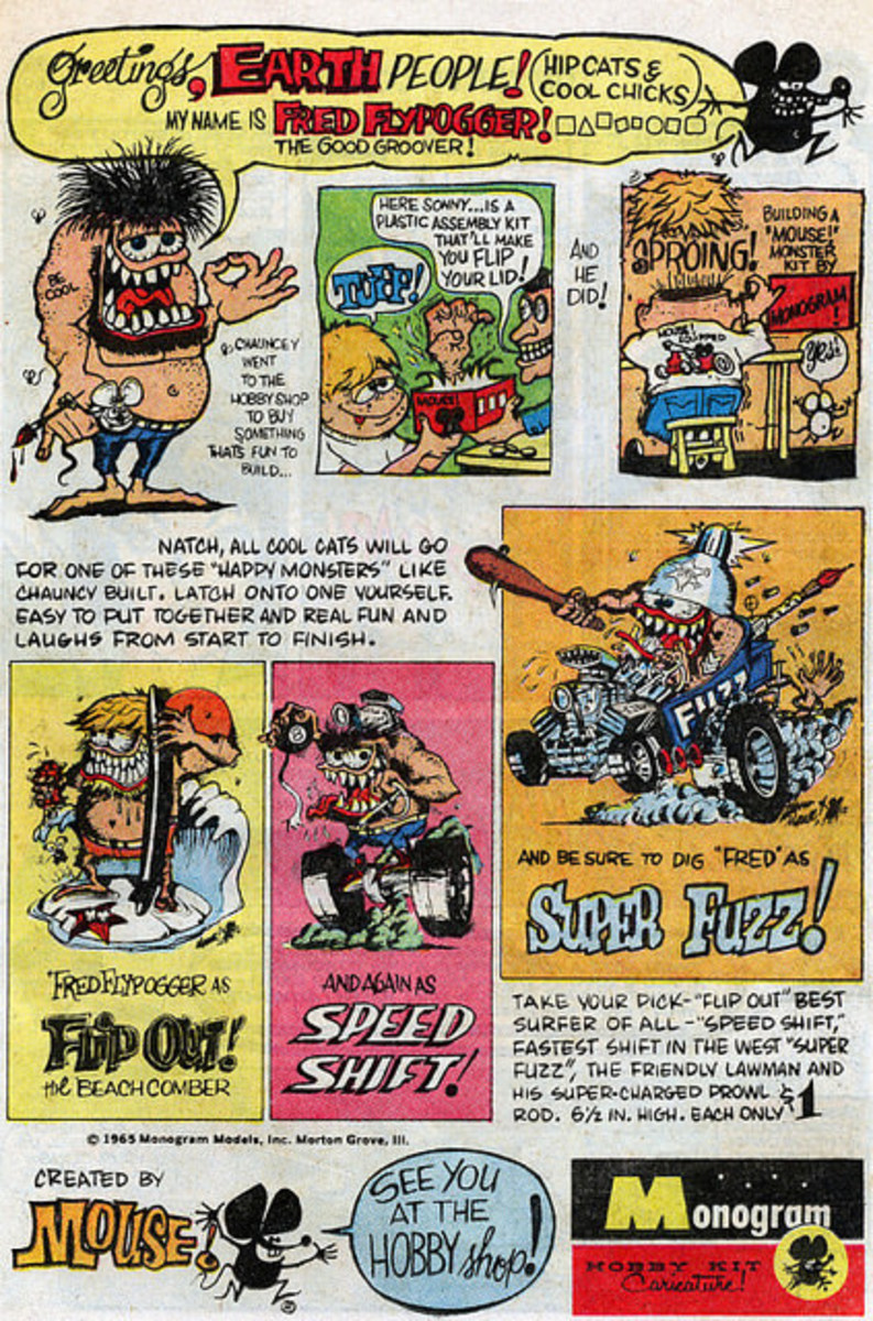 DC Comic Book Ad for Mouse Hot Rod Monster Kits by Monogram Caricature Hobby Kits Models (1965)  