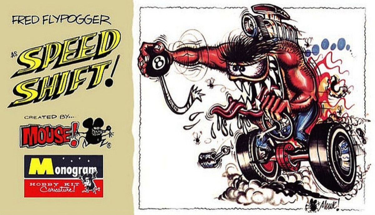 Fred Flypogger as "Speed Shift" Fastest Shift in the West Monogram Models Hobby Kit Caricature by Mouse 1964