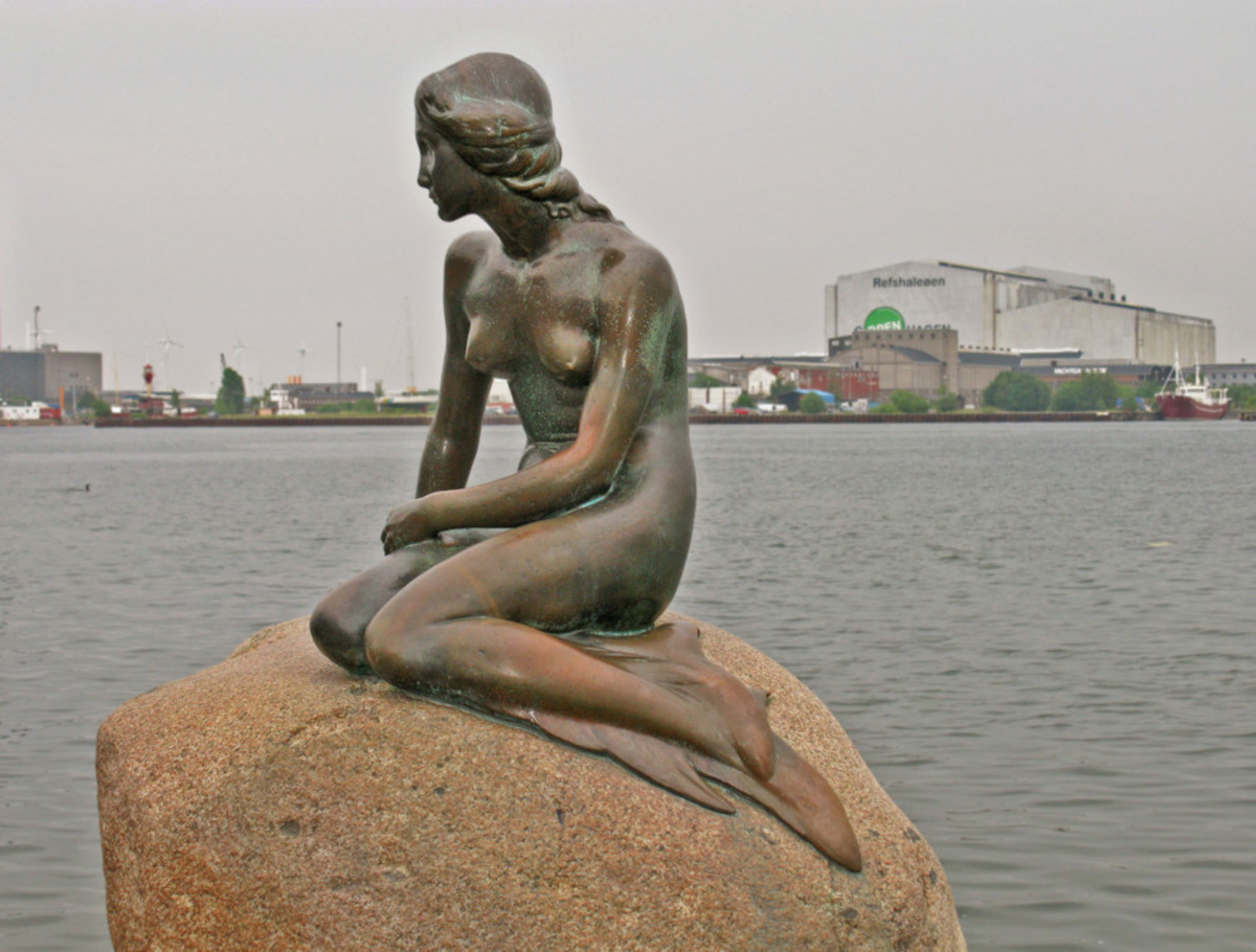 The Little Mermaid statue in Copenhagen Harbor.