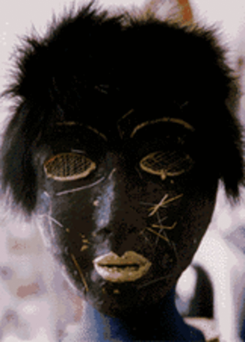 This is handmade paper applied to a blank mask form.