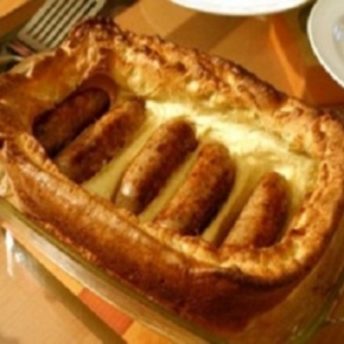 Toad in the Hole - sausages baked in Yorkshire pudding batter