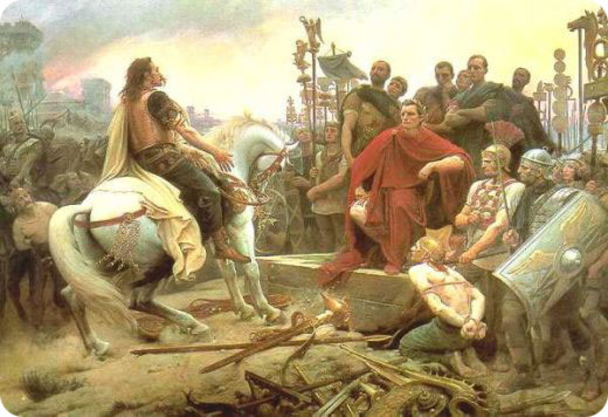 Vercingetorix surrenders to Caesar