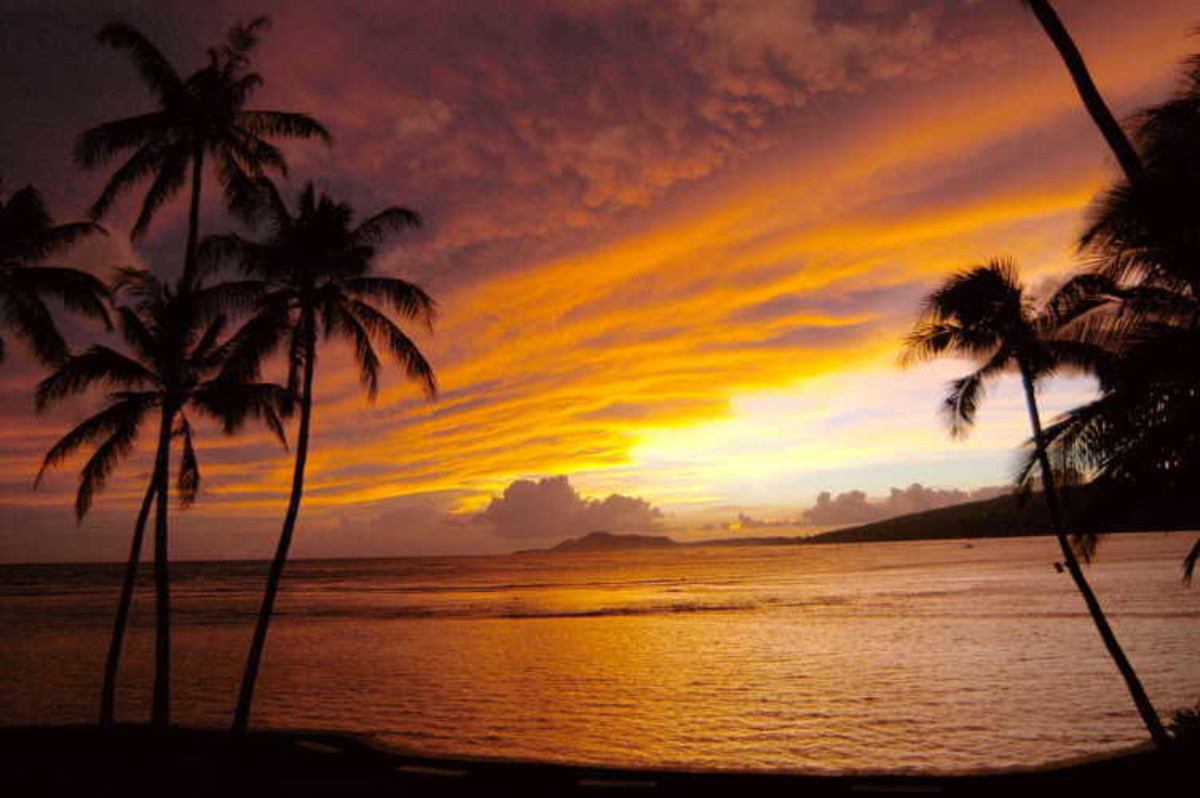 Sunset in a Hawaii secret Beach