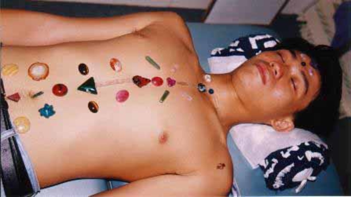 Gemstone layout for chakra healing.