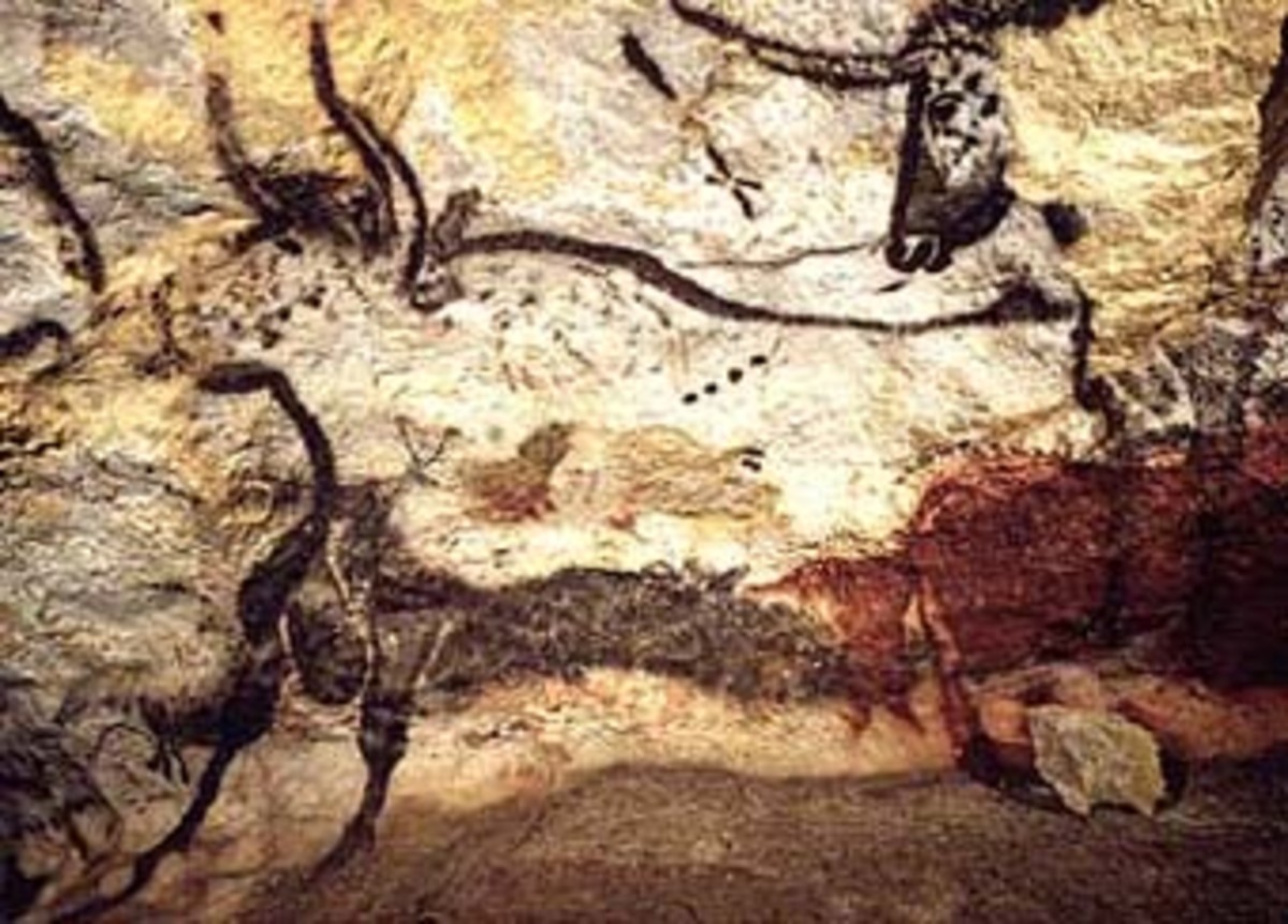 The Cave paintings at Lascaux, South Western France in the Old Stone Age