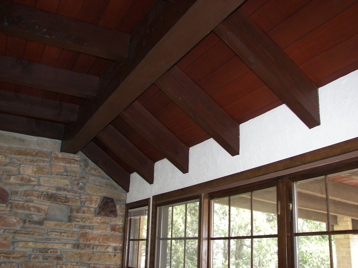 Home Remodeling Improvement Ideas with Wood Ceiling Beams and Wooden ...