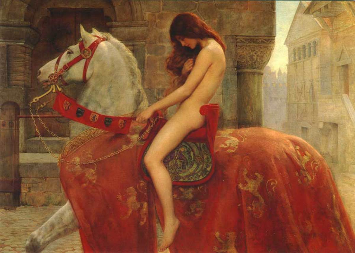 Naked: Lady Godiva rode through Coventry without her clothes to protest at her husband's harsh taxes