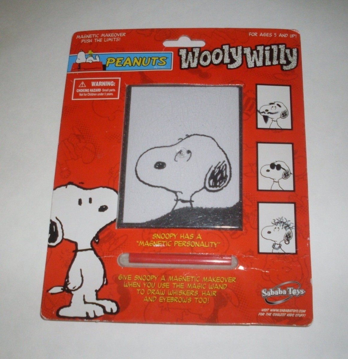 And last but not least, you have Wooly Willy!  A magnet "pencil" arranges metal shavings under the plastic to create all kinds of designs!  I bet everyone had at least one of these when they were a kid!