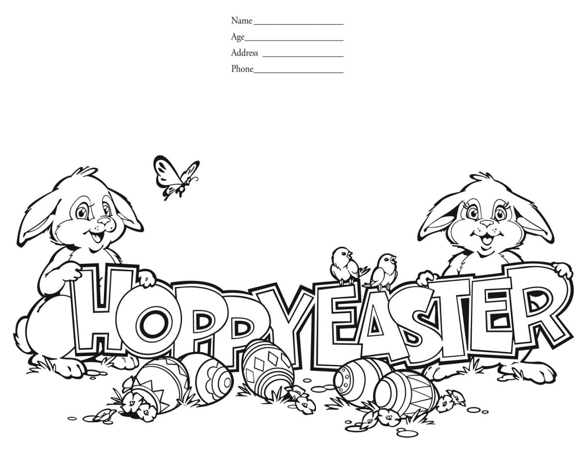 'Hoppy' Easter colouring page for children