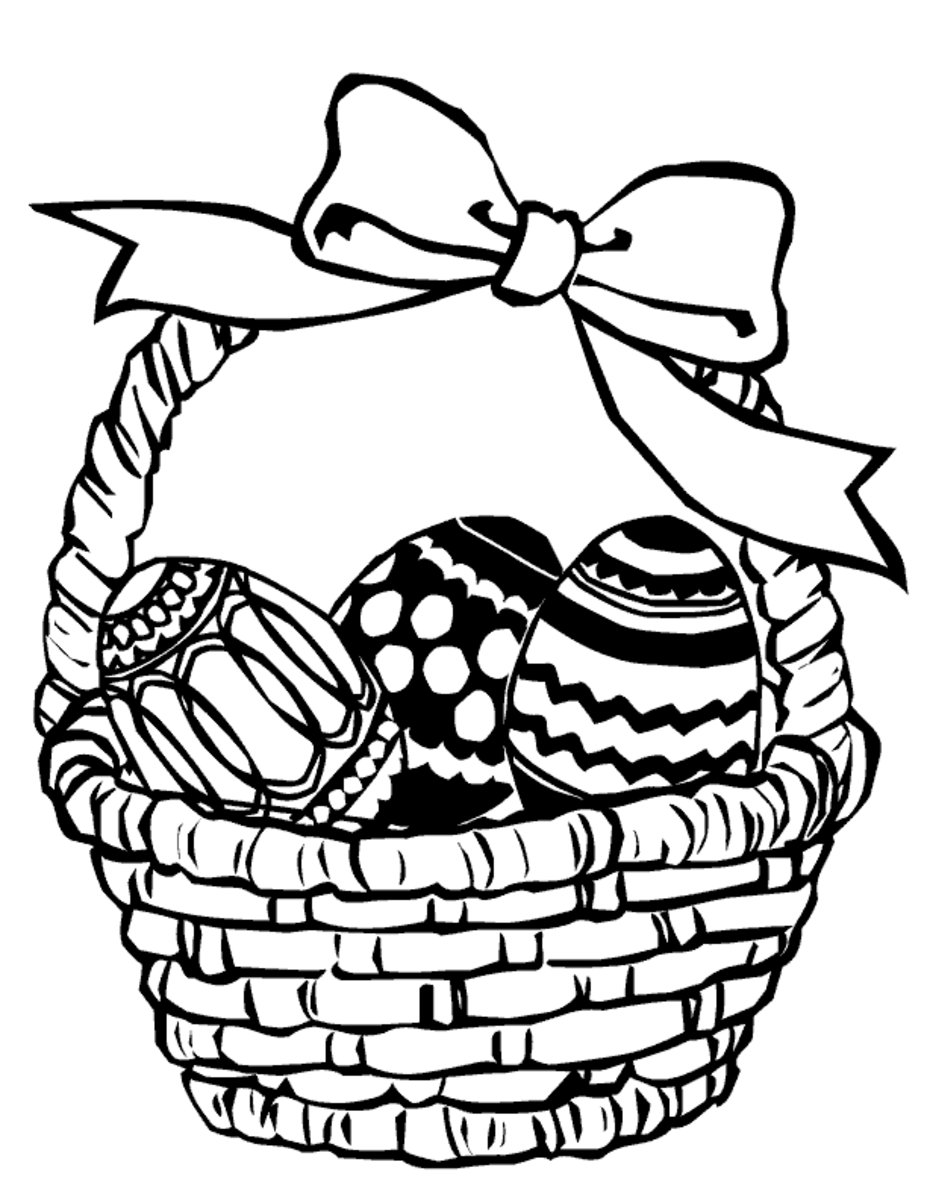 A pretty ribboned Easter egg basket