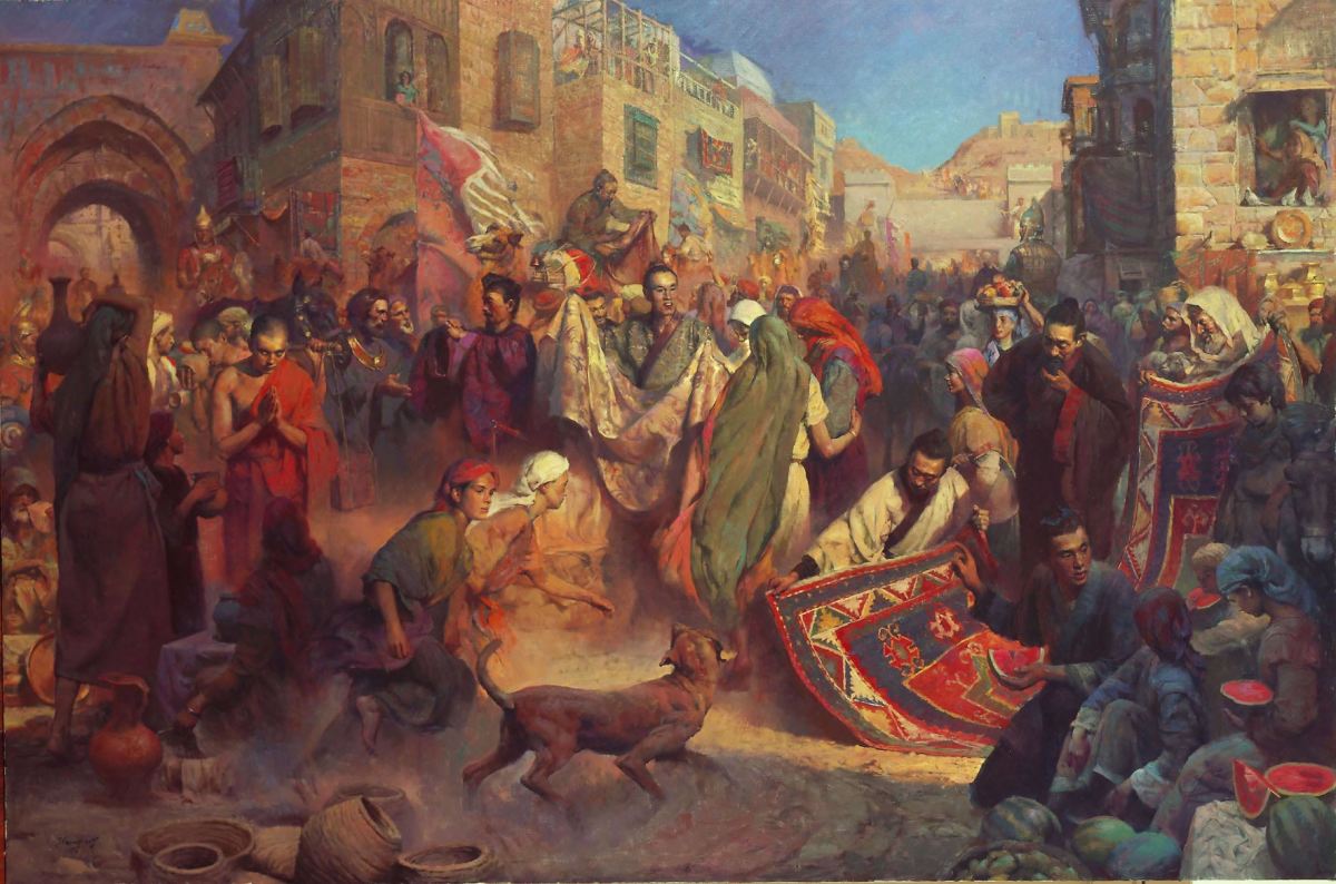 Silk Road  painting by Zhang Hongnian ( 1947-)
