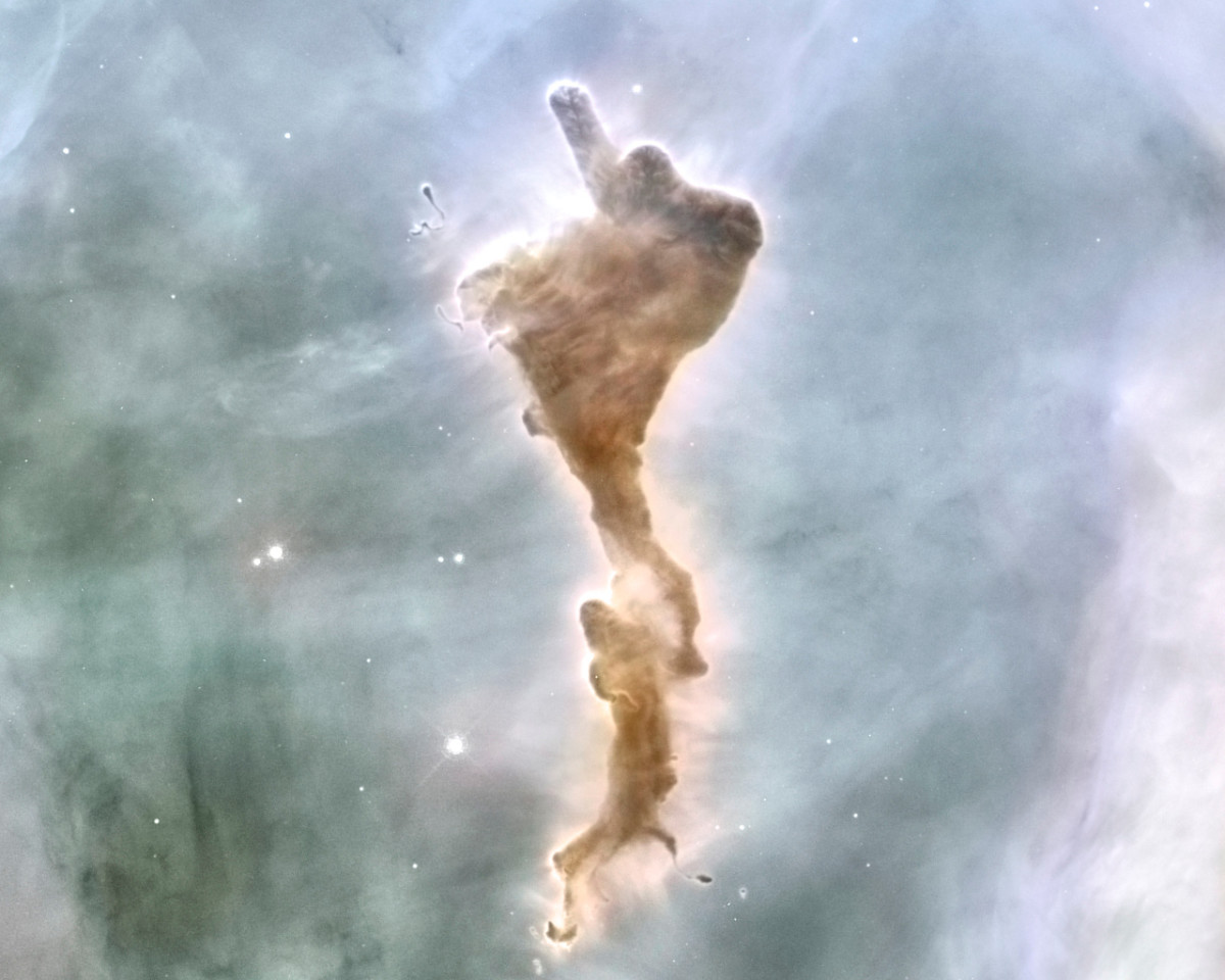 The Defiant Finger, also known as the Carina Defiant Finger, is part of the Keyhole Nebula.