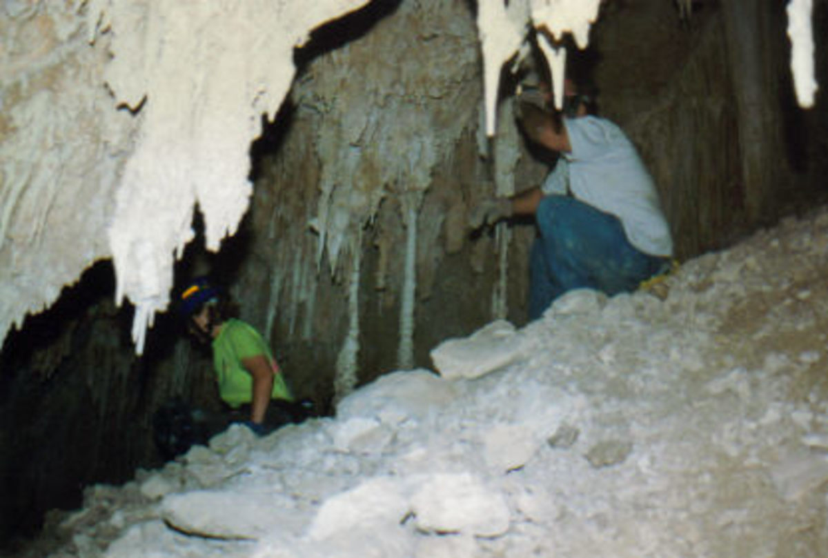Formations and talus inside Corkscrew Cave.