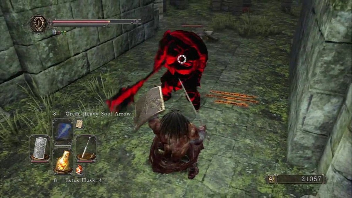 One of the red phantom Iron Clads seen in Dark Souls 2 https://www.youtube.com/watch?v=Bnfdr95SVs4