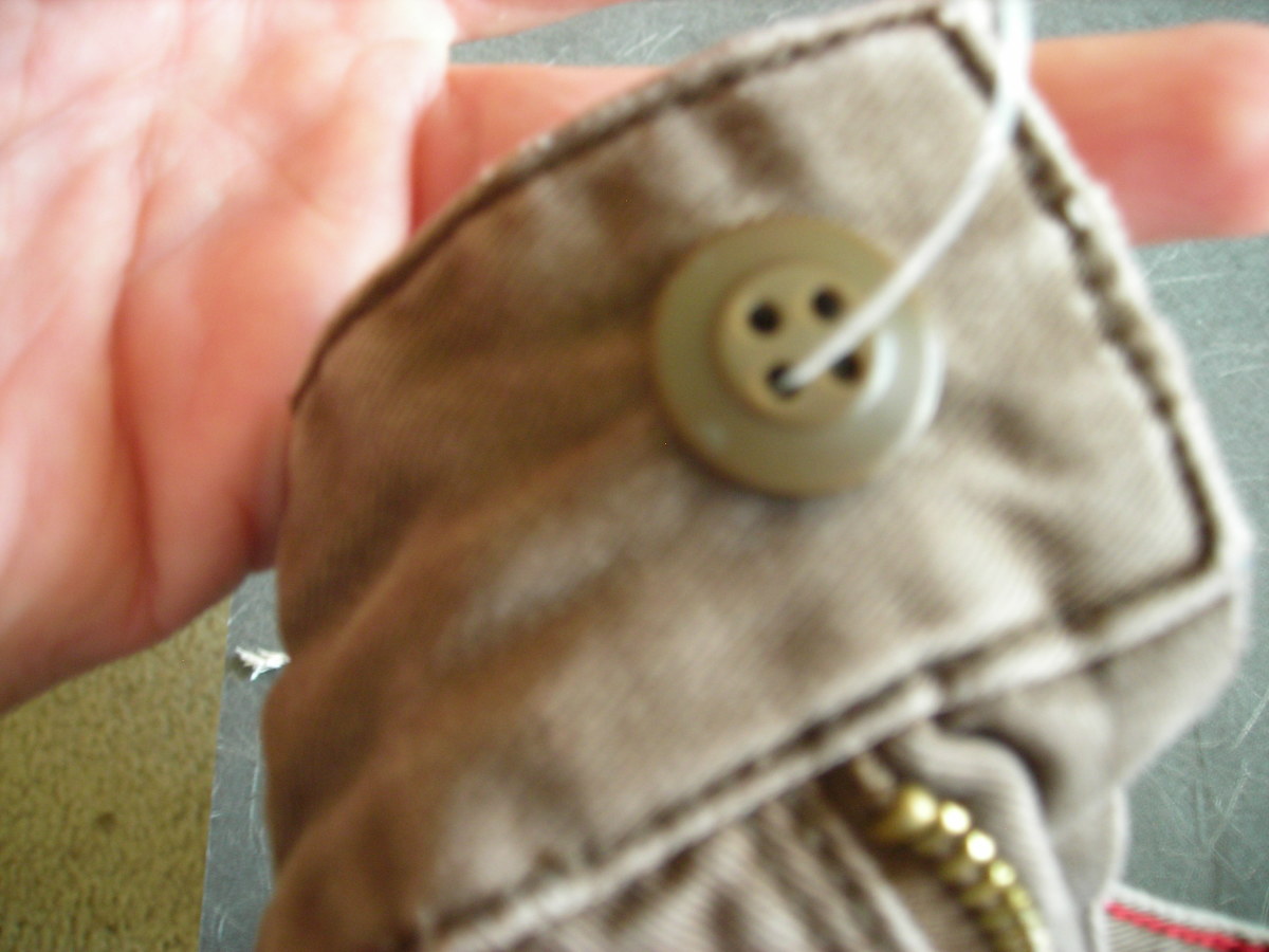 Slide button down thread and into position on your pants.
