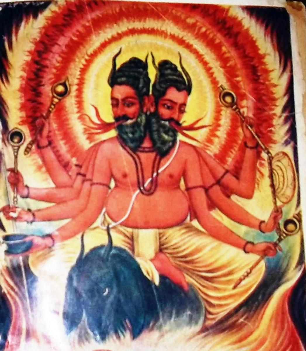 Agni (Vedic god of fire), as described in Narada Purana 1.51.48