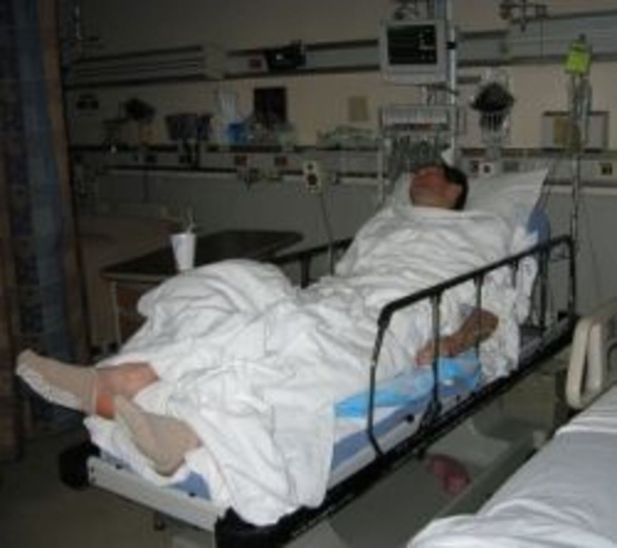 hospital bed, recovering from anesthesia