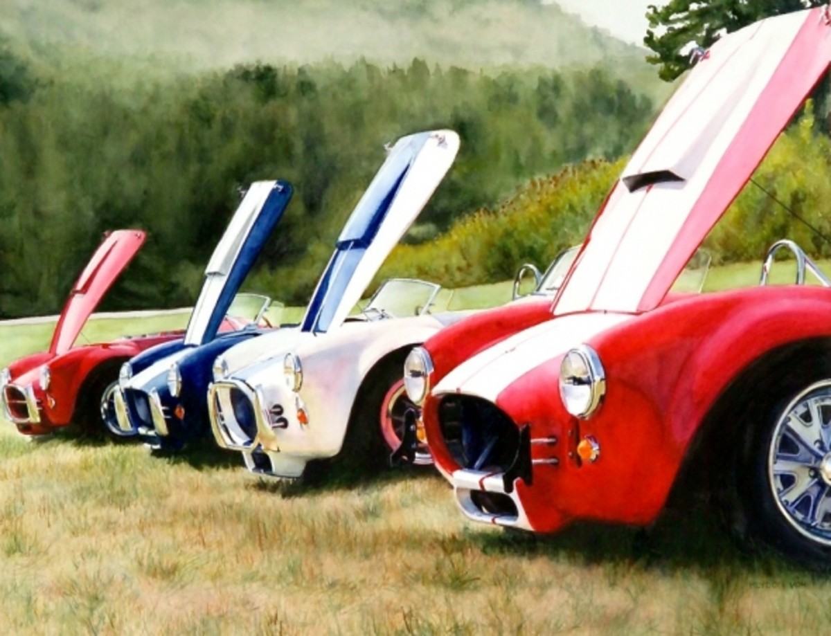 Cobras in the Mist at Lime Rock Print by Michelle Lydon