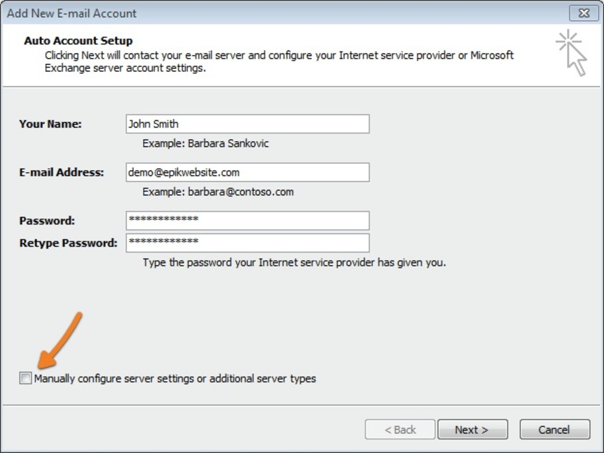 Add New Email Account dialog
