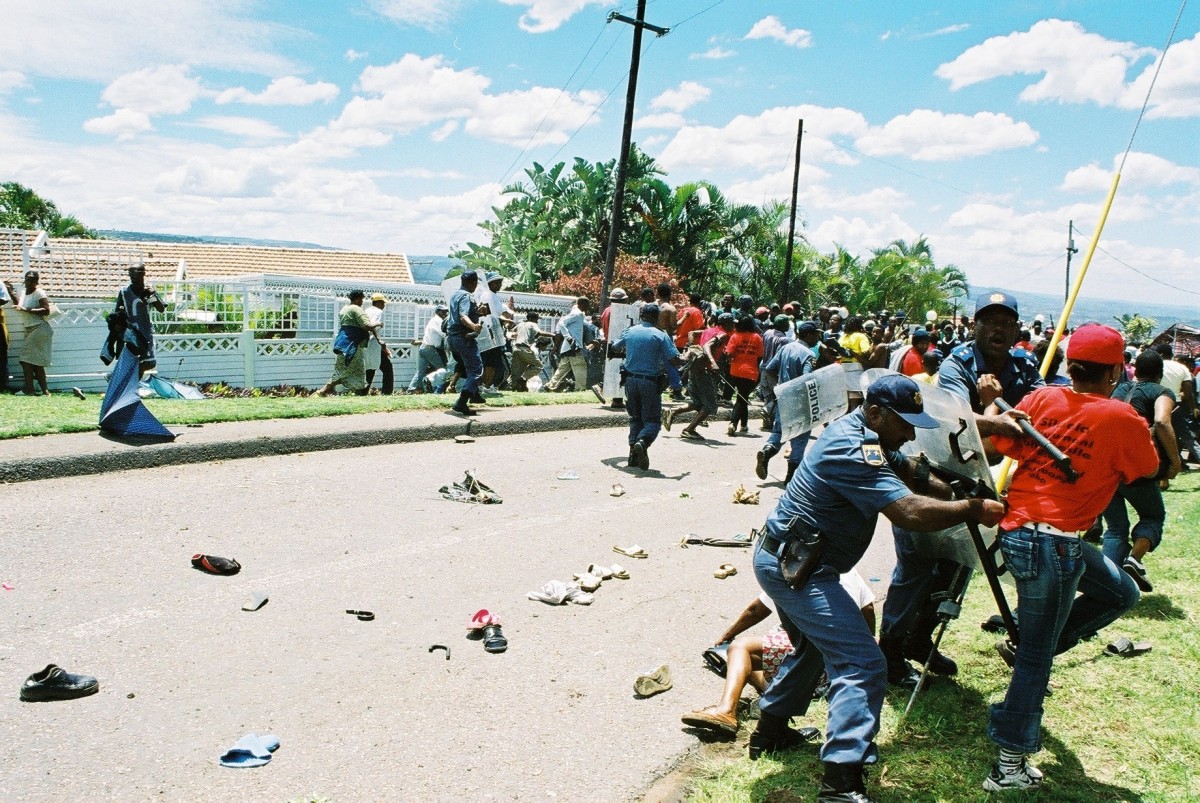 The South African police, under ANC rule, beat up and attacked women and children also men demonstrators and left most injured