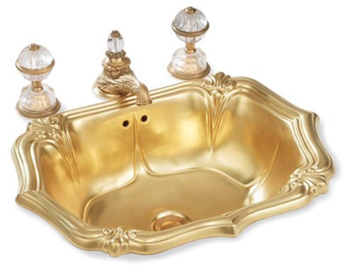 Rock Crystal Globe Basin Set with B Spout in Antique Gold