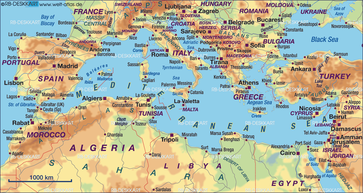 map of Mediterranean Sea