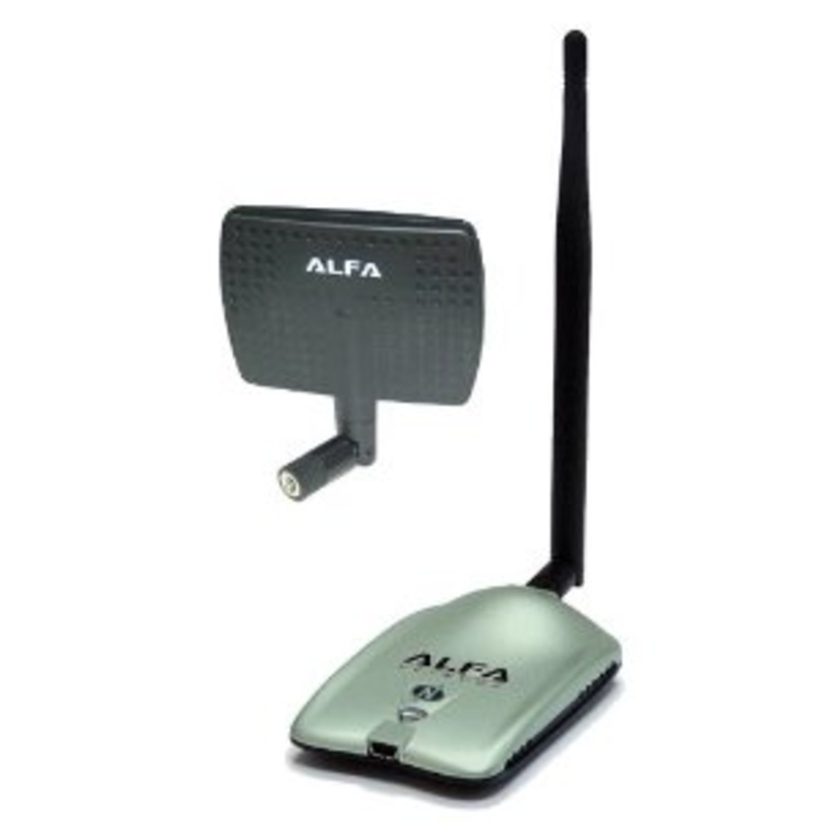 Alfa AWUS036NH 2000mW 2W 802.11g/n High Gain USB Wireless G / N Long-Range WiFi Network Adapter with 5dBi Screw-On Swivel Rubber Antenna and 7dBi Panel Antenna
