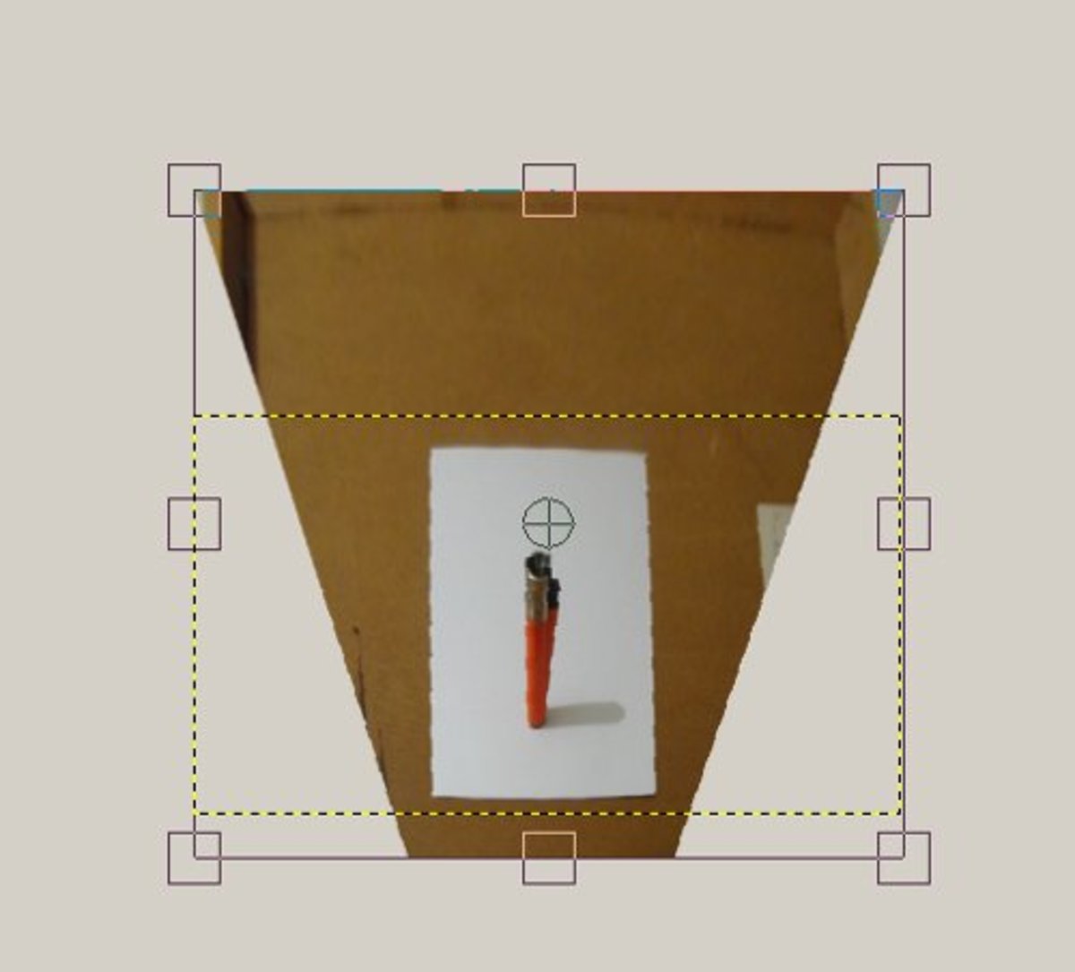 This shows the photographic image being stretched and resized upward to the dimensions of a standard photograph.