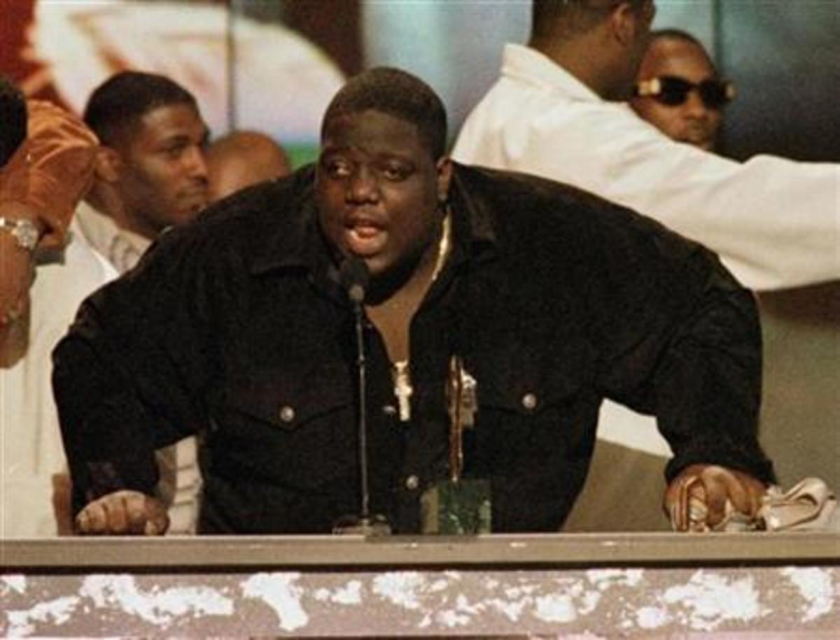 "Rap singer Notorious B.I.G shown on stage at the 1996 Soul Train Music Awards in Los Angeles", California. [file photo]