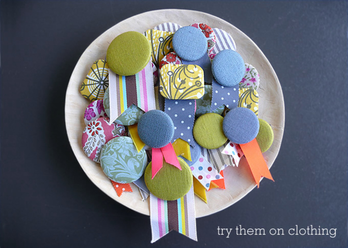 Fabric Button Brooches