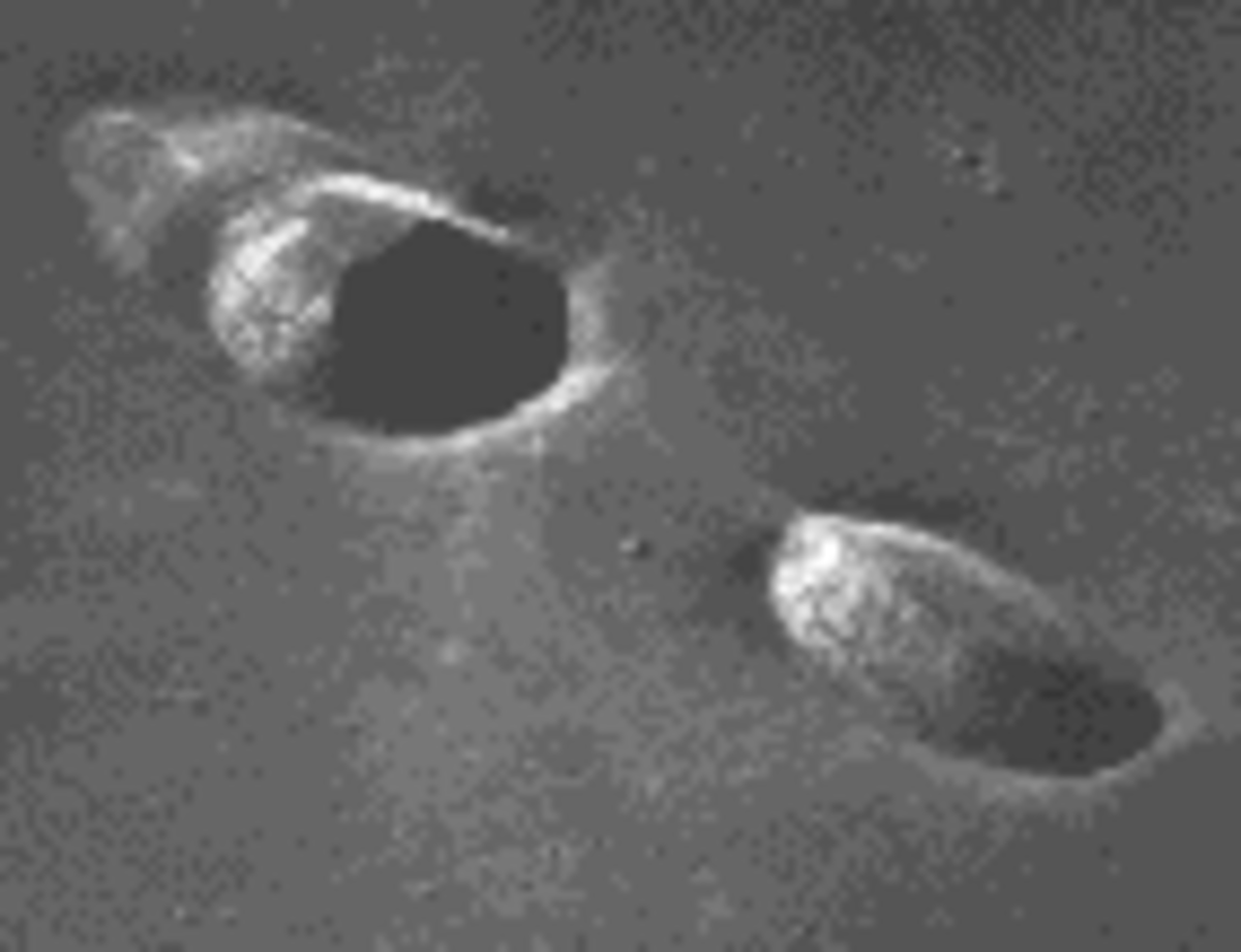Featured in this picture are Messier and Messier A. Note that these are not circular like impact craters.