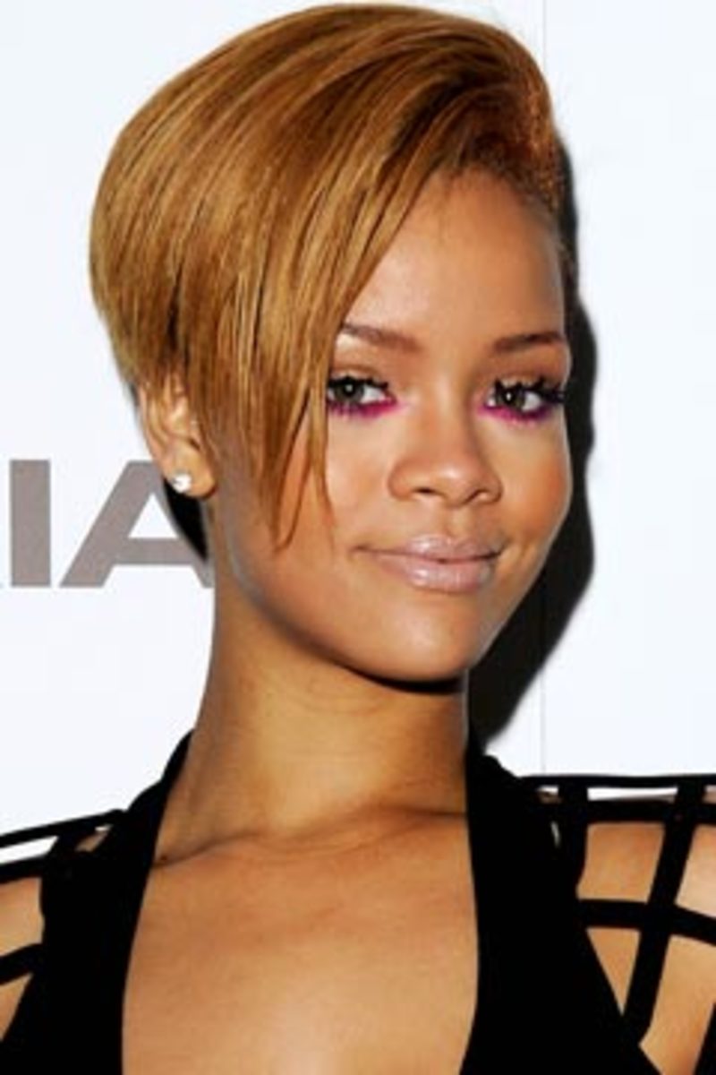 Rihanna with Medium Golden Blonde Hair