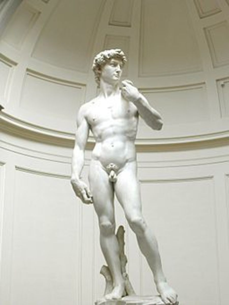 The original David of Michelangelo; the statue stands 5.17 meters tall.