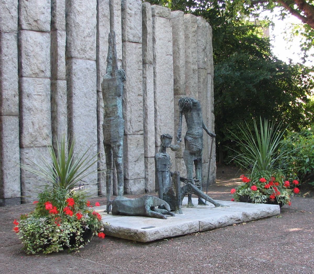 Edward Delaney's famine statue at the corner of St Stephen's Green in Dublin.