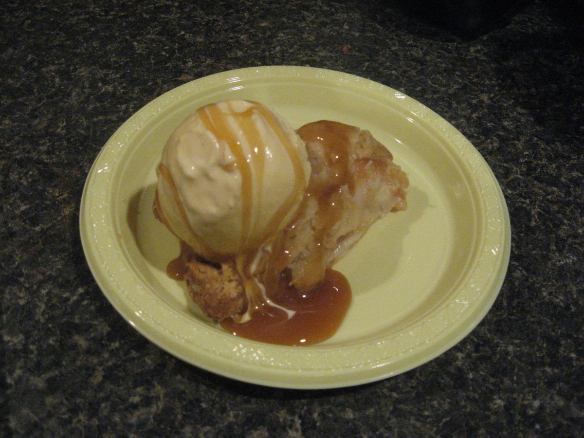 Caramel Apple Pie - with vanilla ice cream and extra caramel sauce