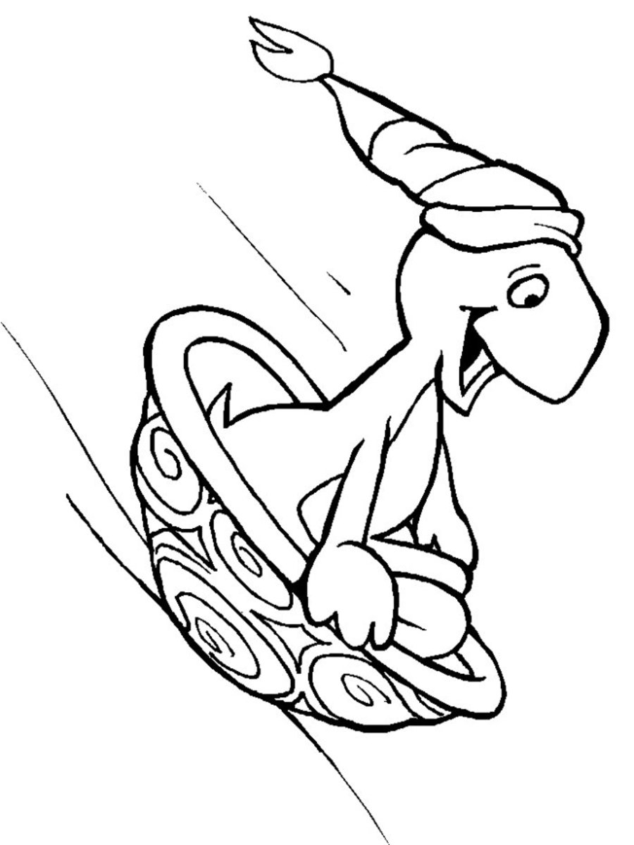 turtle sled printable coloring page