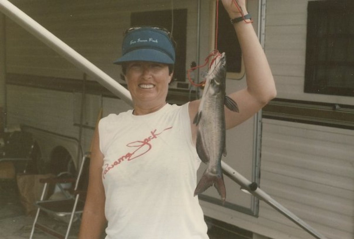 My mama in 1985, on a day when the fish were biting!