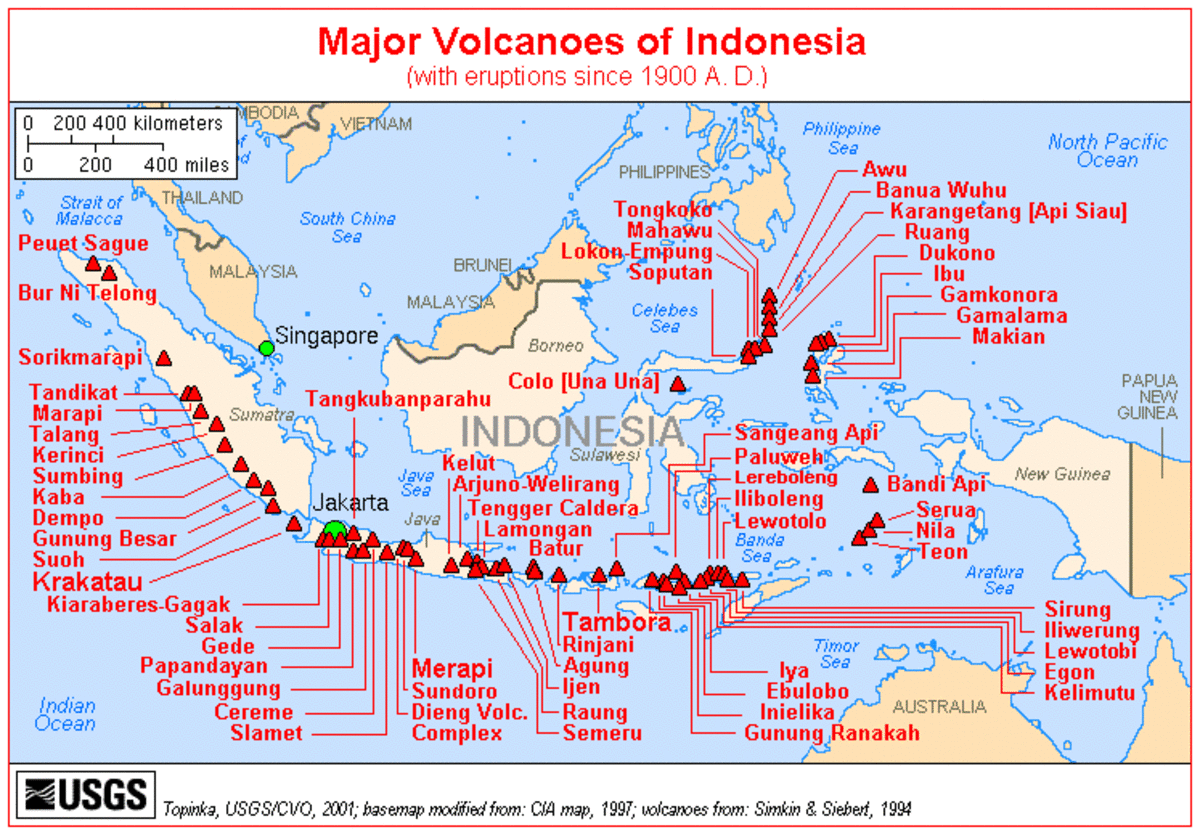 Major volcanoes in Indonesia