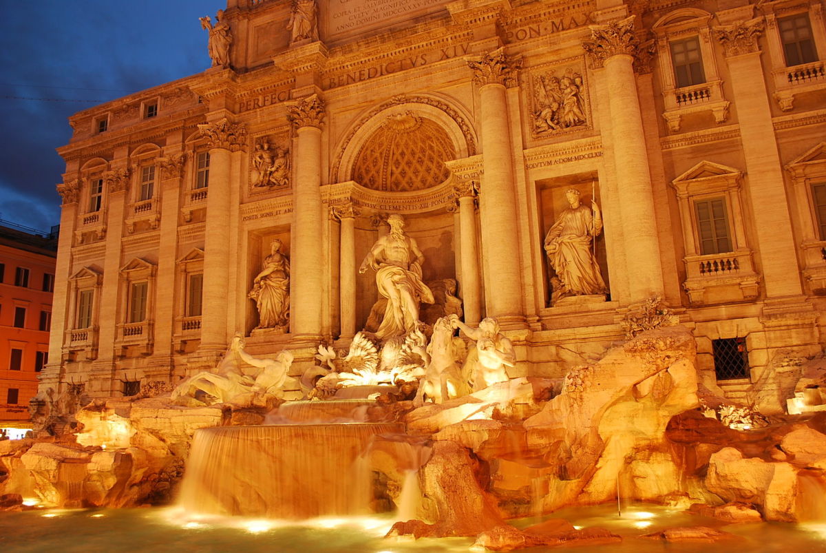 Trevi Fountain in Rome, created 1732 - 1762.