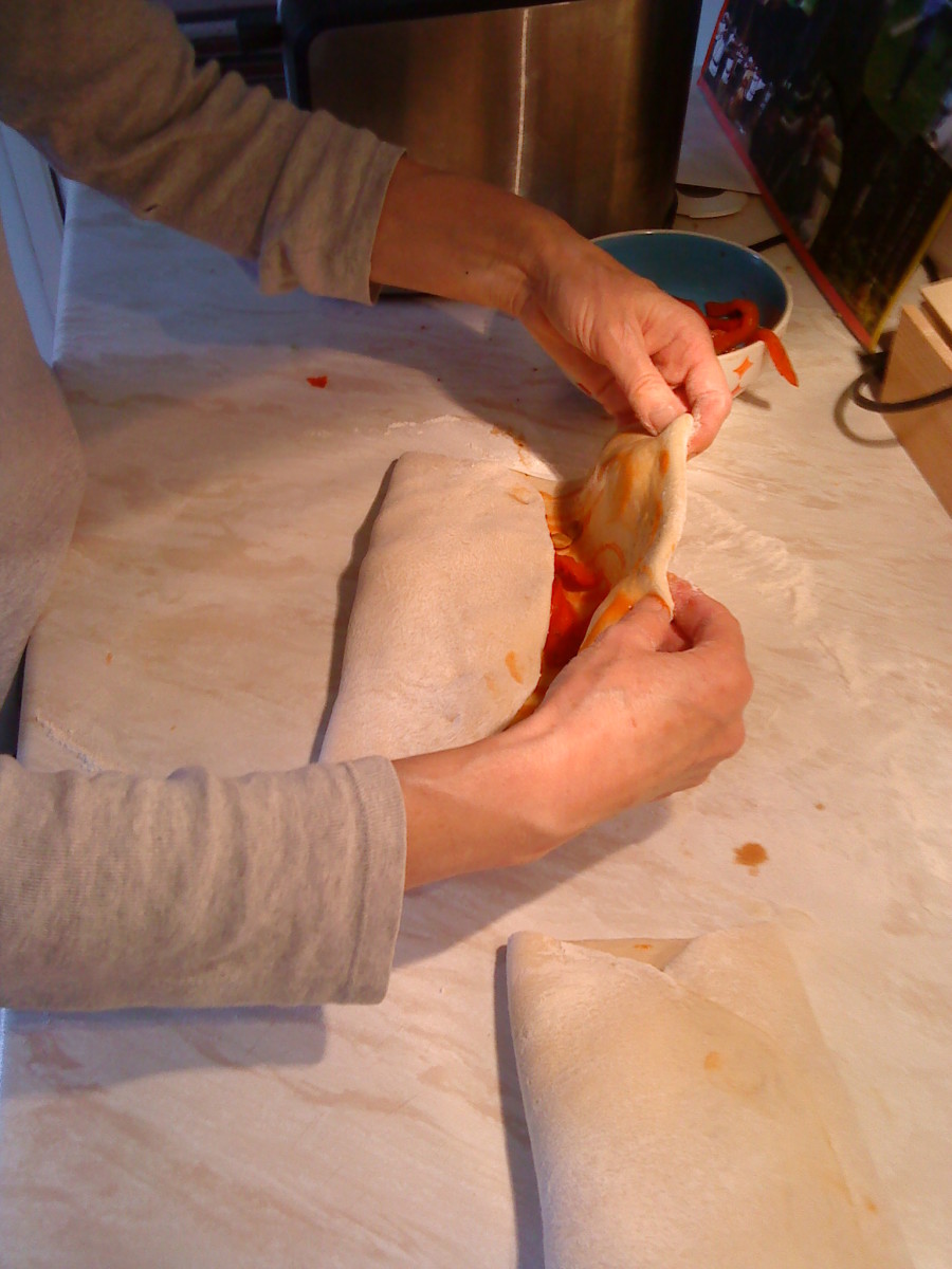 Carefully roll or fold over bread to cover contents!