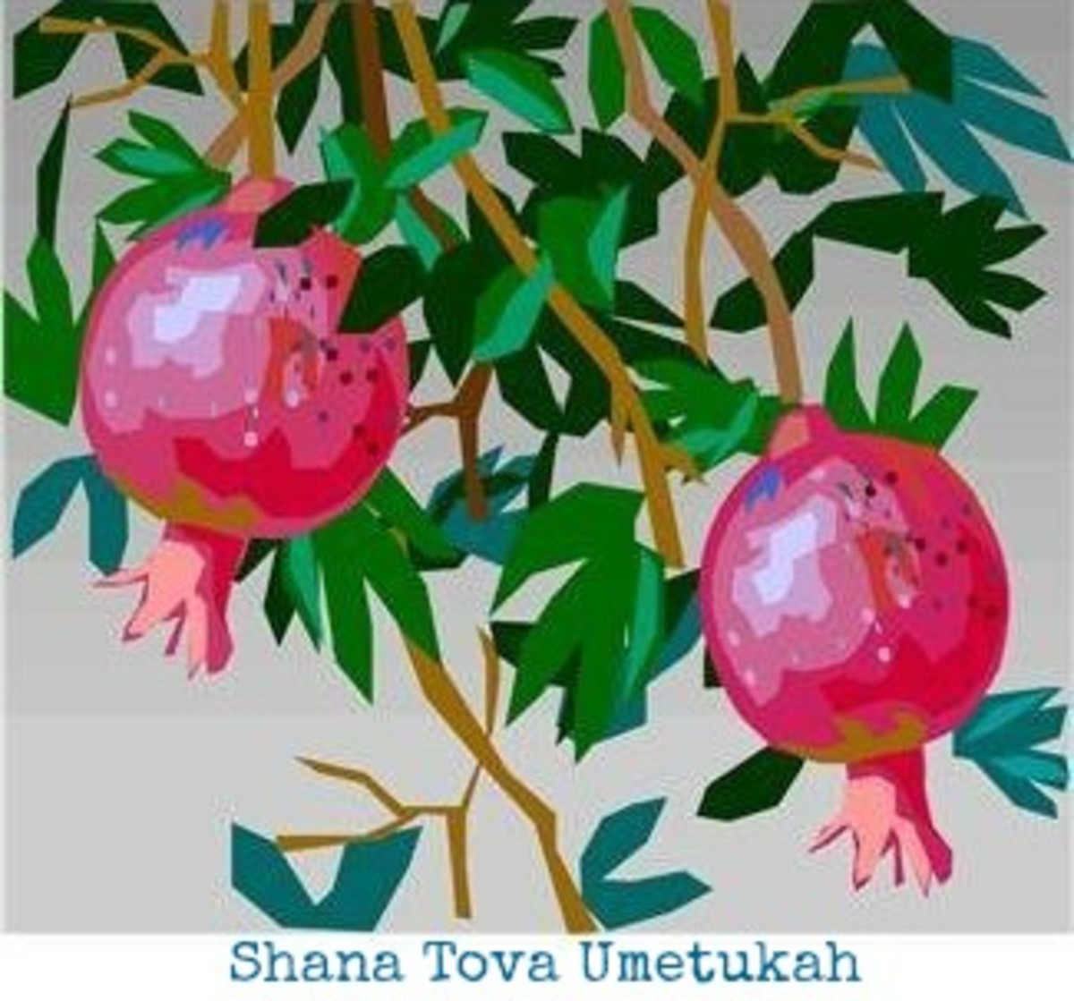 Branch with Pomegranates for a Good and Sweet Jewish New Year