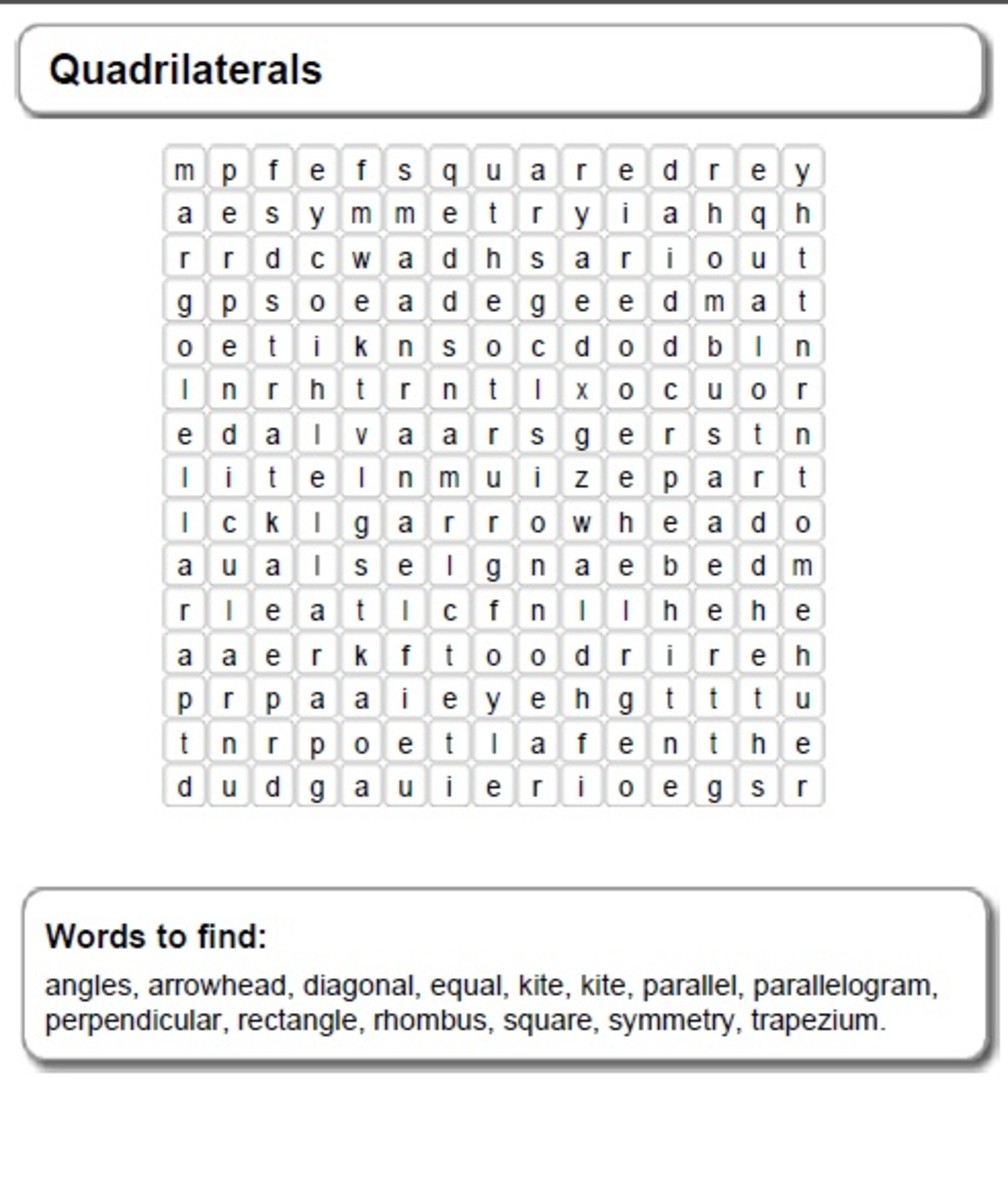 Quadrilateral wordsearch