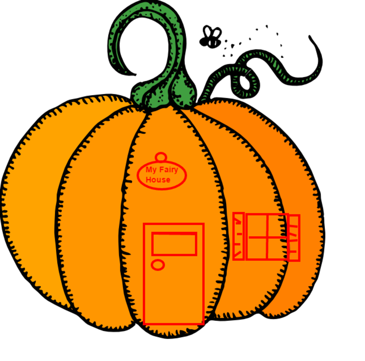 You can paint a door and window on a small pumpkin to put into your Halloween fairy garden. Add a ghost peering out the window or attach a small flying witch on a broomstick. 