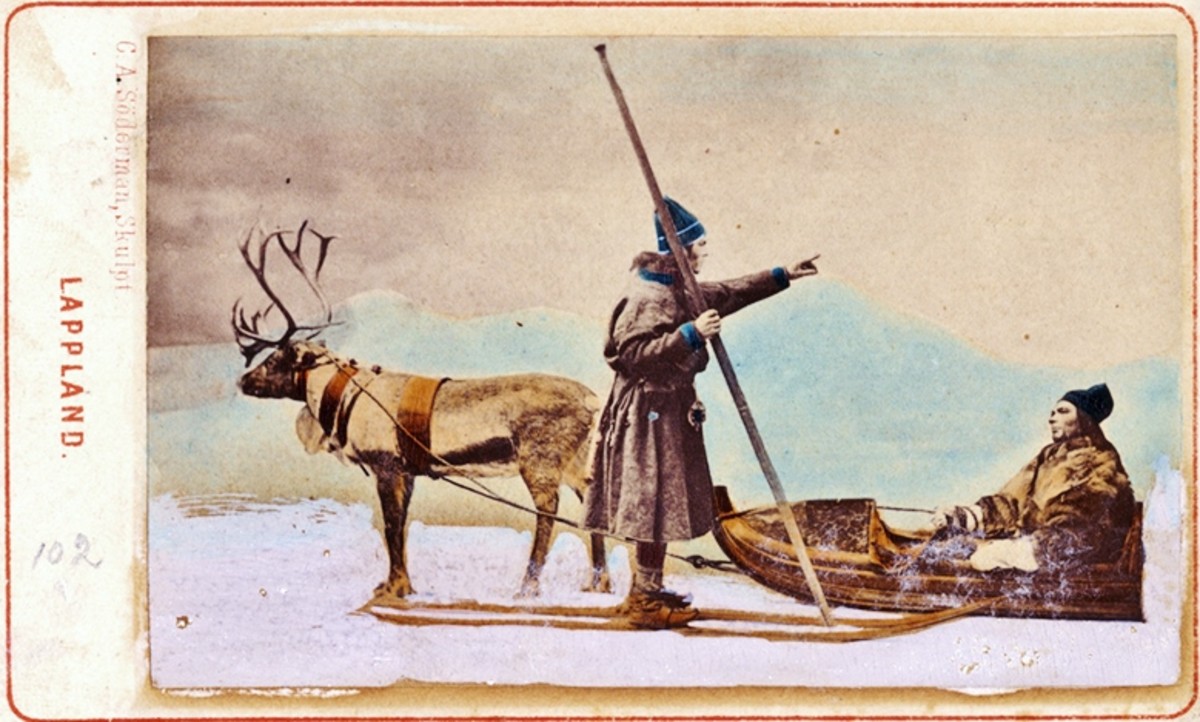 来自“拉普兰”的复古明信片。“拉普人”和“拉普兰人”现在被认为是对萨米人的冒犯。