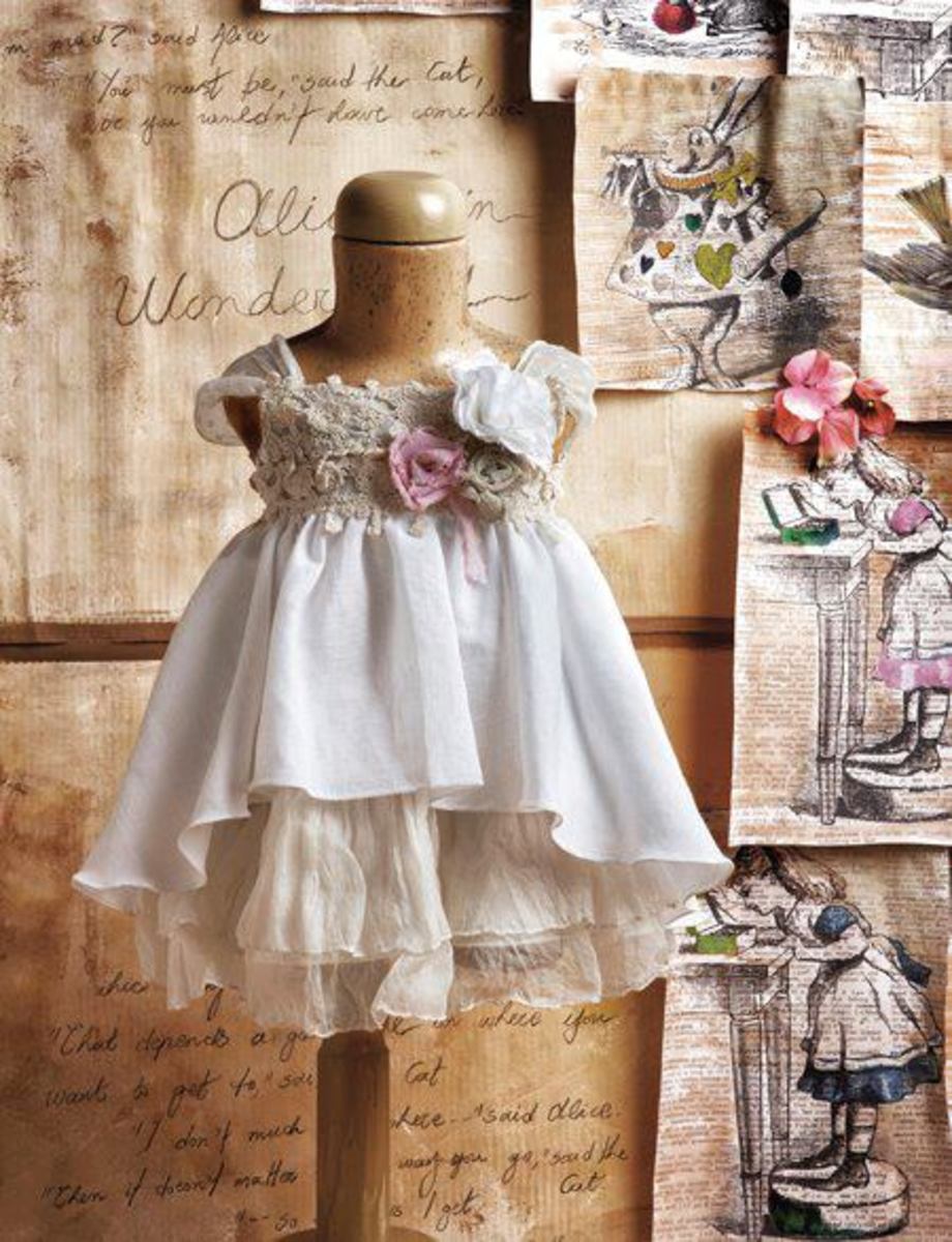 antique dress with shabby chic accents