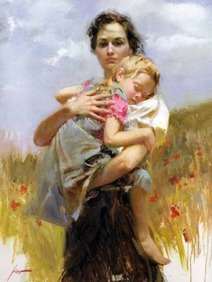 Mother Carrying her Sleeping Daughter Picture