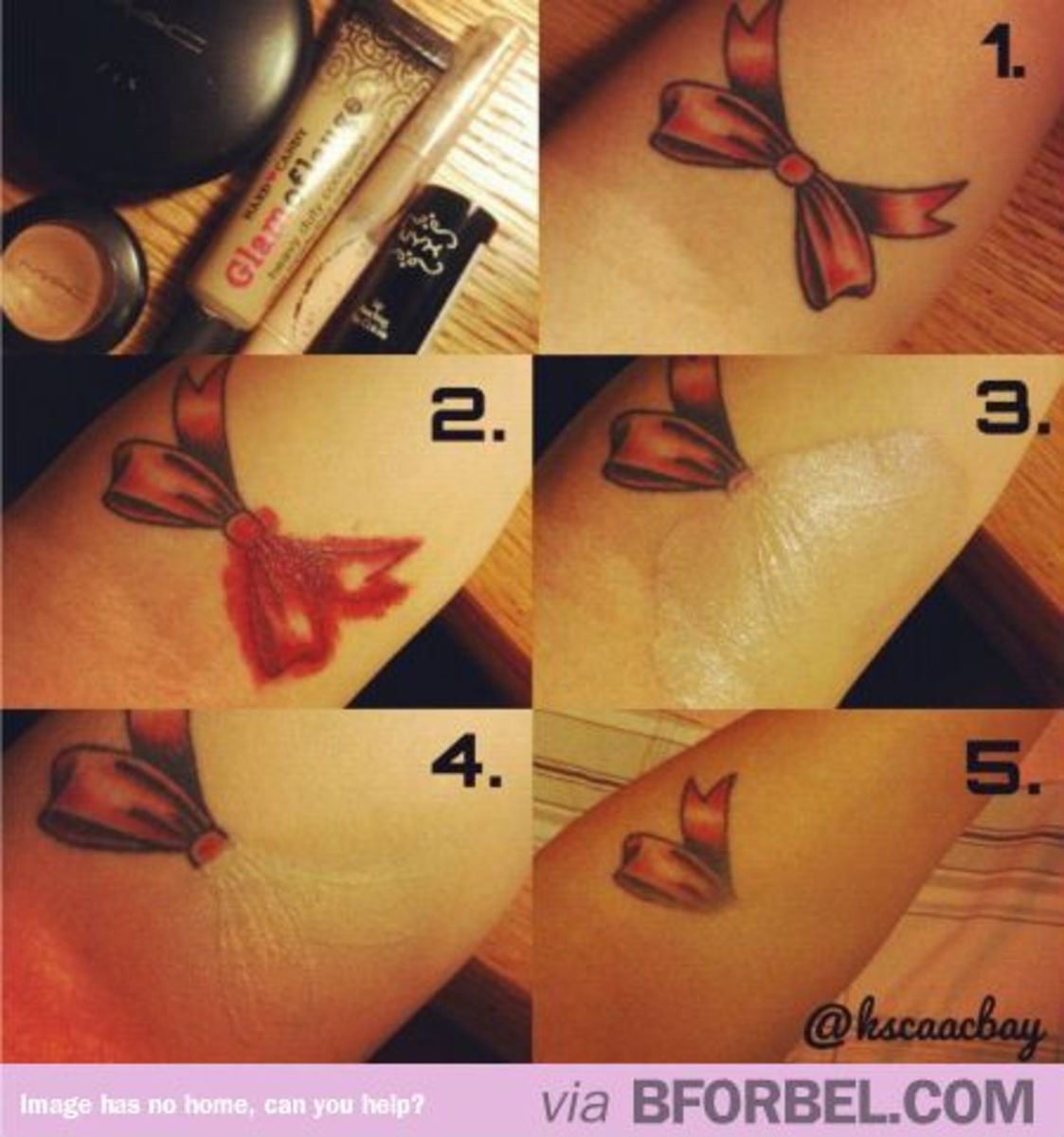 If you want to cover up your ink, go over it with red lipstick before going over it with foundation.