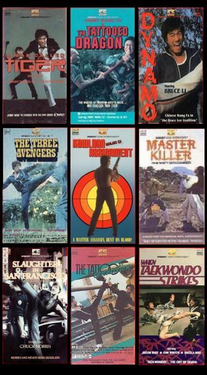 Embassy Home Video's complete line of Black Belt Theater releases, including one Shaw Brothers film, The Master Killer. Guess which one sold out immediately?