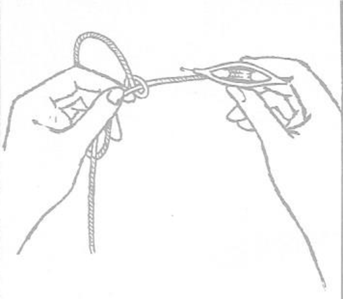Figure 5 - Drop the Thread from the Small Finger of the Right Hand and Pull the Shuttle Tight.